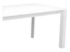 Mesa de comedor extensible Mikale de 140 a 190 cm en vitral blanco con patas de metal blanco