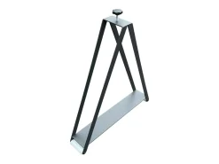 Mesa de comedor extensible de madera Naxo.-Color Gris cemento-Base y soporte con ruedas-5 alargaderas finas-Ancho extensible