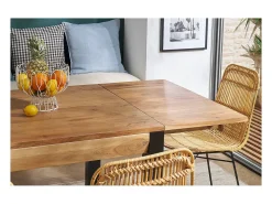Mesa de comedor extensible en acacia maciza y metal negro L120-210 cm TRAP