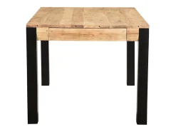 Mesa de comedor extensible en acacia maciza y metal negro L120-210 cm TRAP
