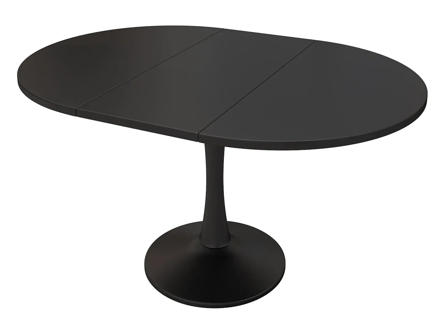 Mesa de comedor extensible ovalada para 4-6 personas 140x100cm en MDF con pata central, color negro
