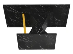 Mesa de comedor extensible para 4 a 6 personas - Tapa efecto mármol negro - Madera MDF