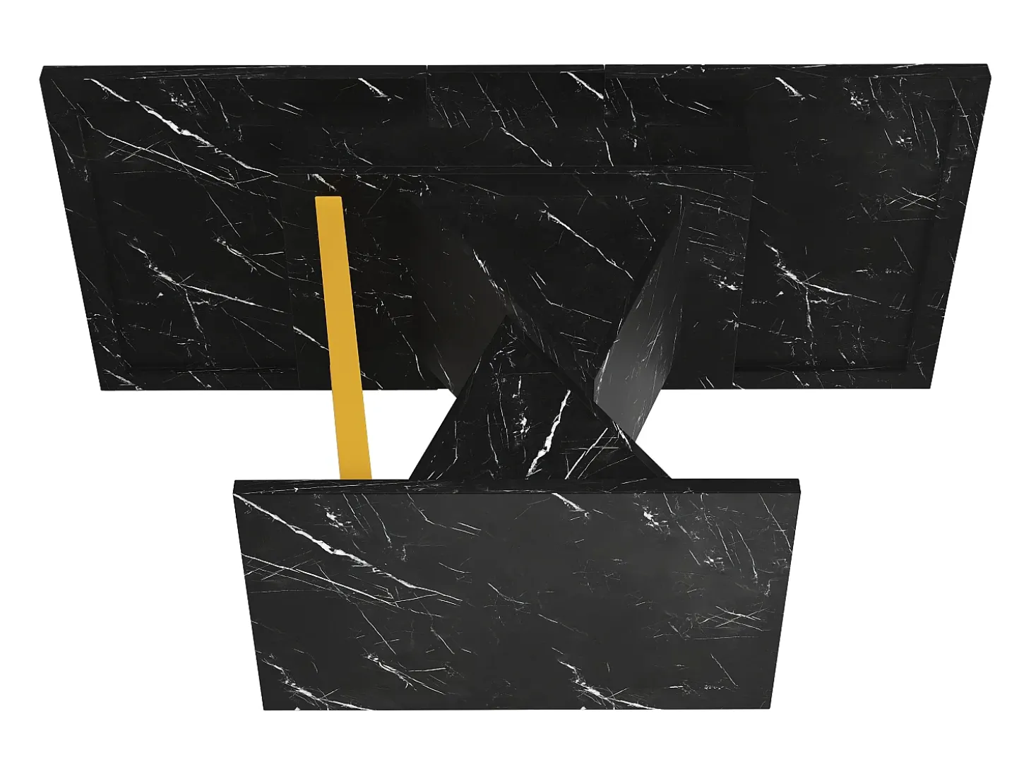 Mesa de comedor extensible para 4 a 6 personas - Tapa efecto mármol negro - Madera MDF
