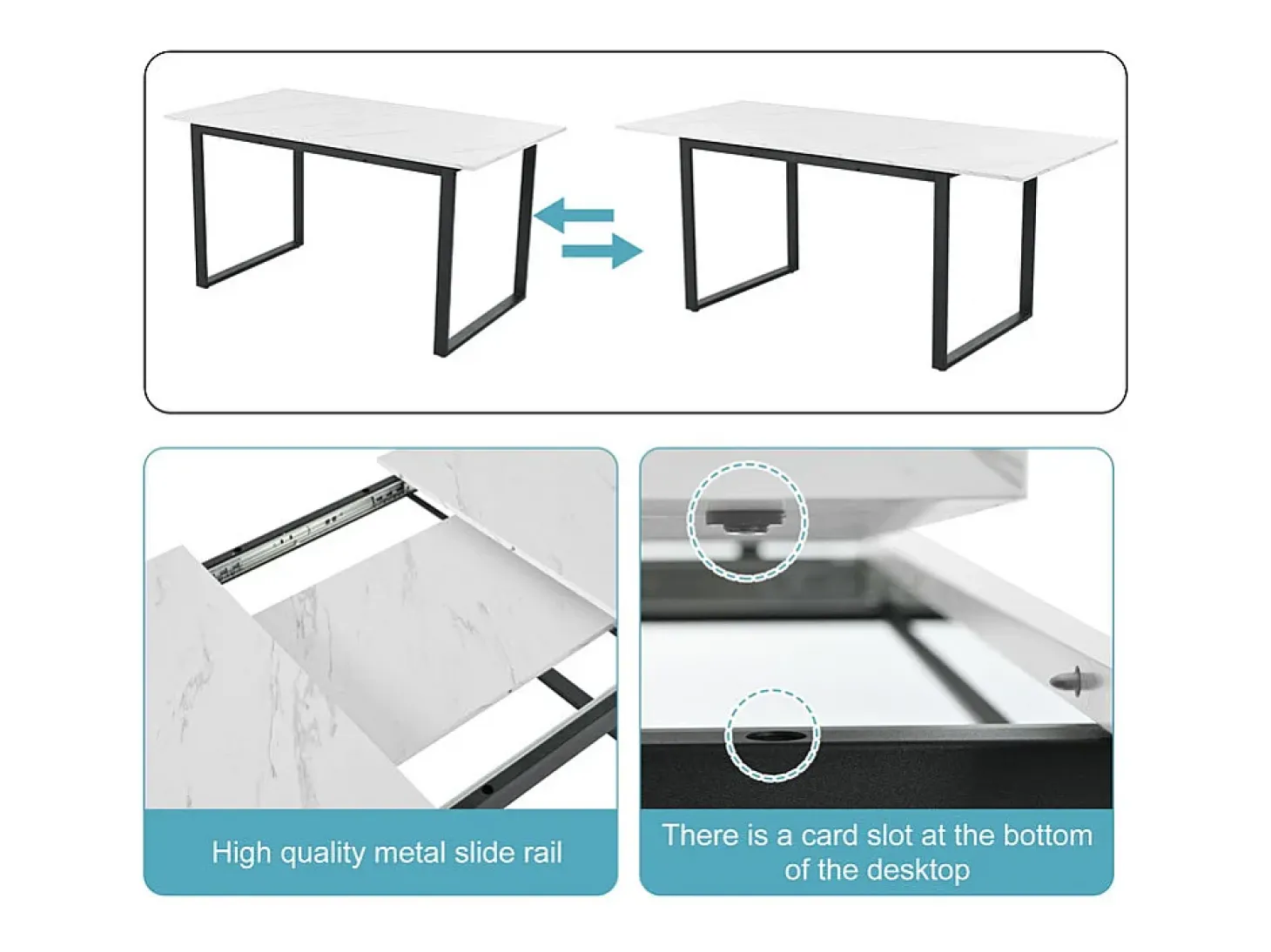 Mesa de comedor extensible multifuncional - estilo industrial - Blanco