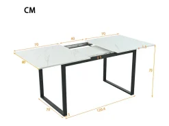 Mesa de comedor extensible multifuncional - estilo industrial - Blanco