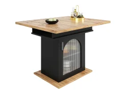 Mesa de comedor extensible - Tres estantes de almacenamiento integrados de altura regulable - 110/140×80×76 cm - Negro
