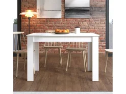 Mesa de Comedor Extensible – 120/160x80x76 cm, Color Blanco Mate, Diseño Moderno, Laminado Resistente, Apertura Central, Fácil Limpieza
