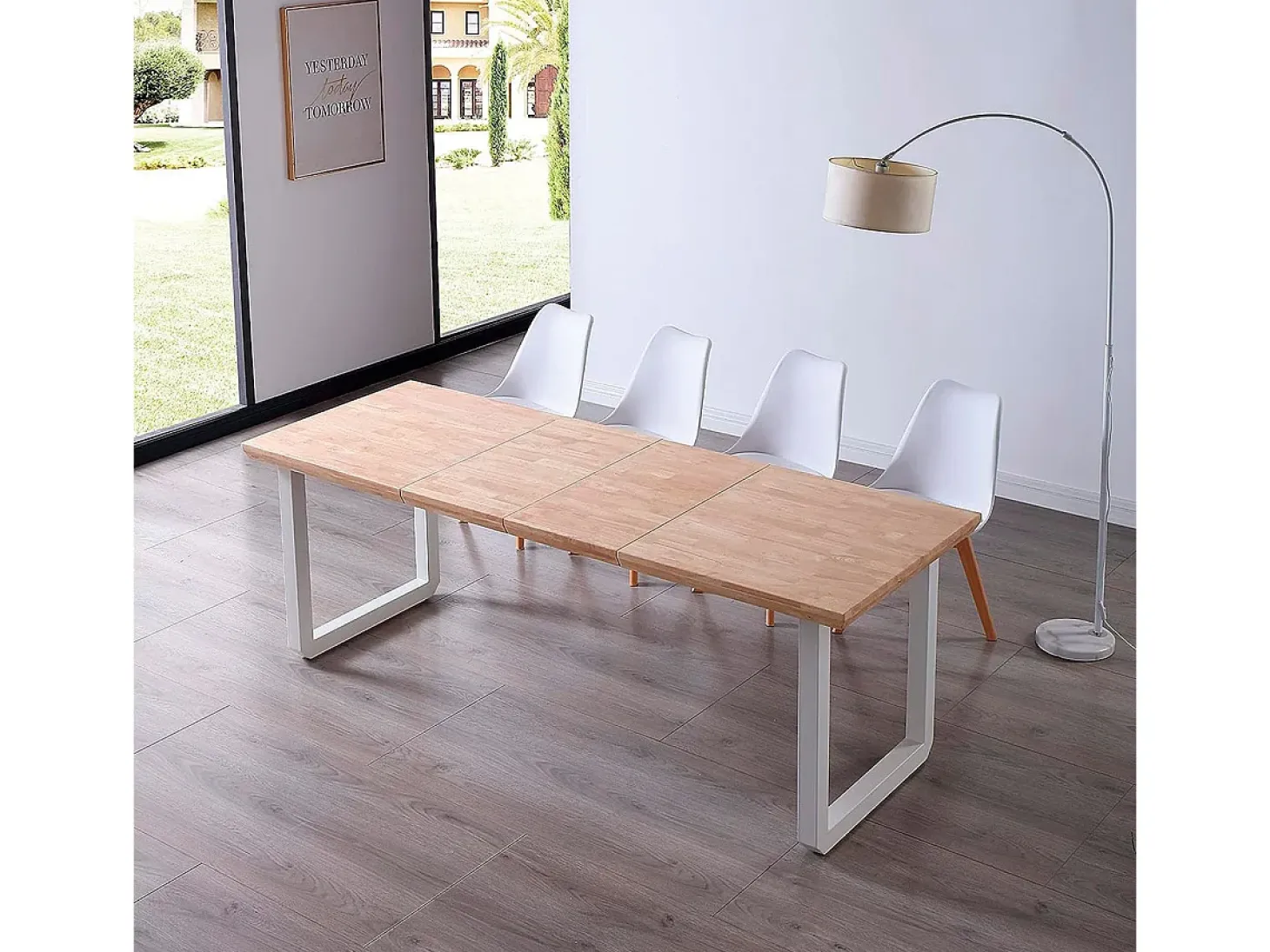 Mesa de comedor extensible Roma roble Nordish/blanco 77x140x80 cm Adec
