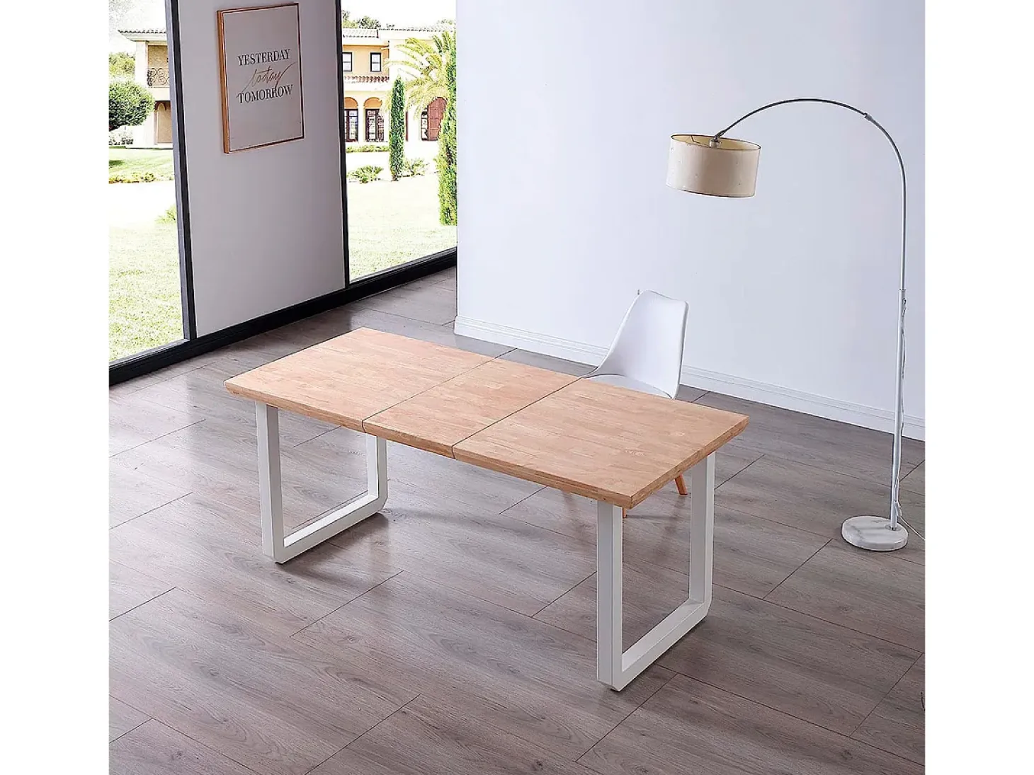 Mesa de comedor extensible Roma roble Nordish/blanco 77x140x80 cm Adec