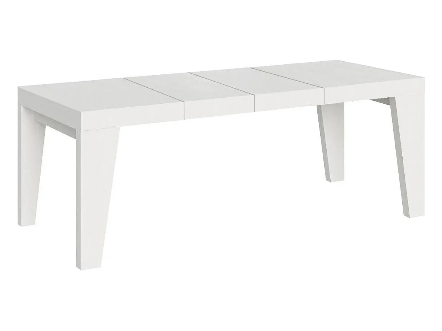 Mesa de comedor extensible de madera Naxo.-Color Blanco-Soporte 2 pies-Alargaderas -Ancho extensible