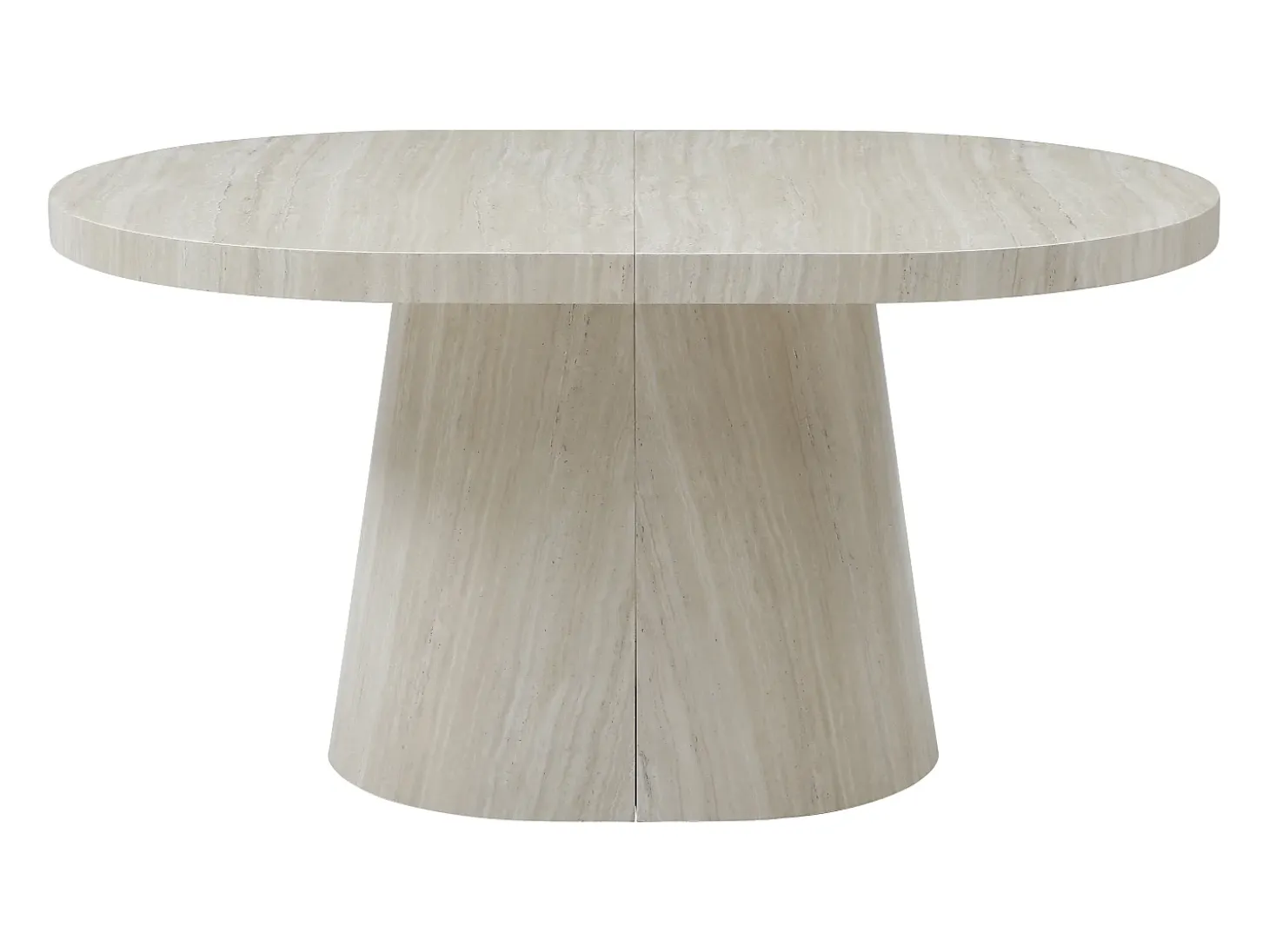 Mesa de comedor extensible para 6 a +12 personas en MDF - Efecto travertino beige - CLOEVA