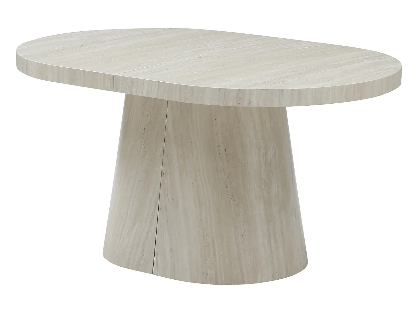 Mesa de comedor extensible para 6 a +12 personas en MDF - Efecto travertino beige - CLOEVA