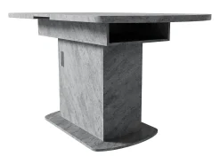 Mesa de comedor extensible ovalada 110(130)x70cm con almacenaje - Acabado efecto hormigón - Gris