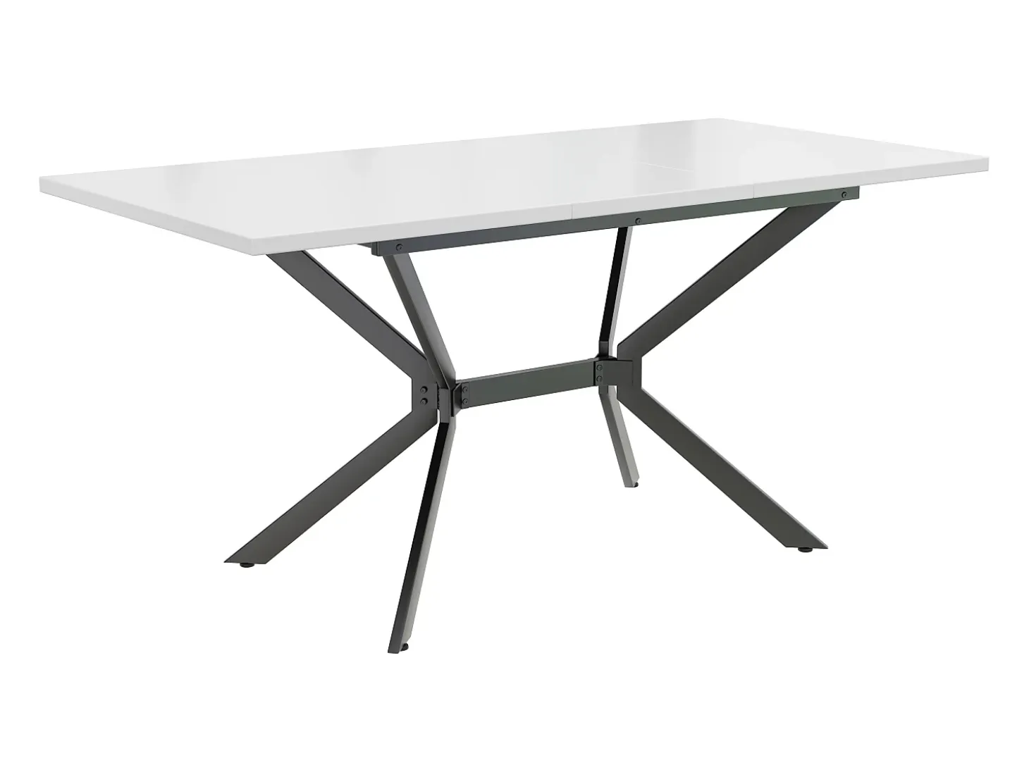 Mesa de comedor extensible para 4 a 6 personas en MDF y metal - Blanco y Negro