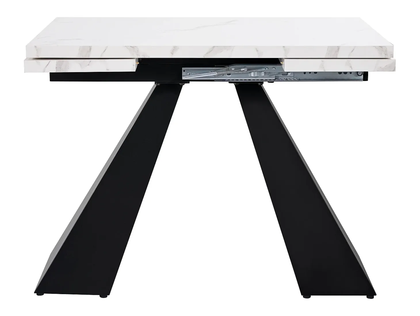 Mesa de comedor extensible 99-159 x 74 cm - 6 a 8 personas - en MDF - Blanco + Negro