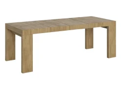 Mesa de comedor extensible de madera Ribo-Color Natural-Soporte 4 pies-Alargaderas -Ancho extensible