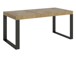 Mesa de comedor extensible tiroz-Color Blanco-Base y soporte con ruedas-5 alargaderas finas-Ancho extensible