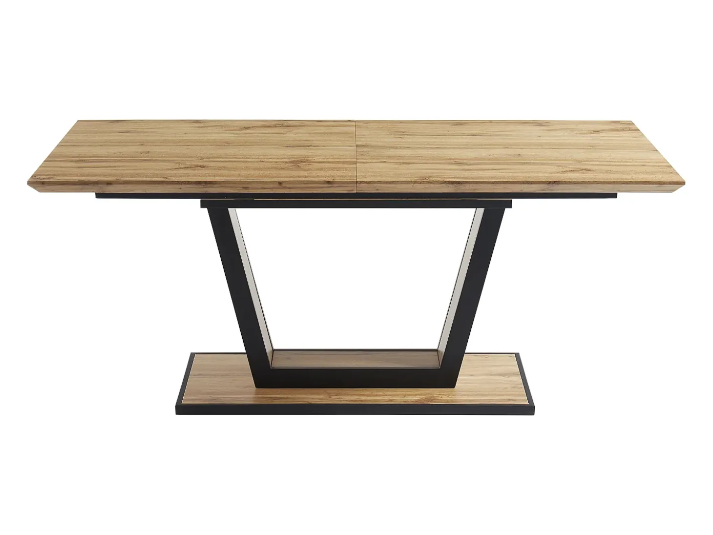 Mesa de comedor extensible 6 a 10 comensales de MDF y metal - Natural y negro - VITENO