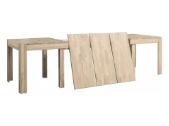 Mesa de comedor extensible de roble macizo blanqueado de 4 a 12 plazas L de 160 a 280 cm Kristen