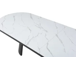 Mesa de comedor extensible para 6 a 10 personas en MDF - Efecto Mármol Blanco y Negro - KORIZEA