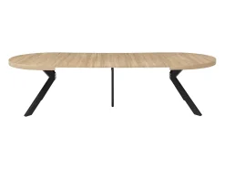 Mesa de comedor extensible 6 a 12 comensales de MDF y acero - Natural y negro - KOMONI