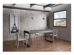 Mesa de comedor extensible tiroz evolución-Gris cemento-4 pies-180 à 440cm
