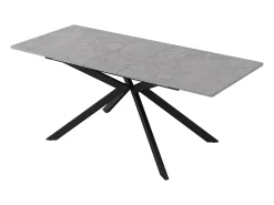 Mesa de comedor extensible - patas cruzadas de hierro forjado - tapa con diseño de cemento - Gris y negro
