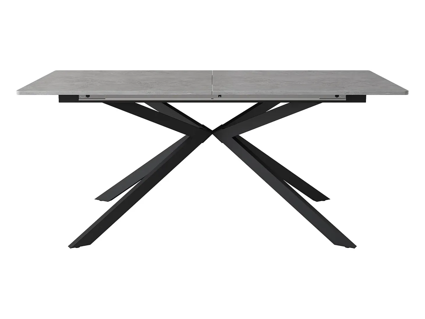 Mesa de comedor extensible - patas cruzadas de hierro forjado - tapa con diseño de cemento - Gris y negro