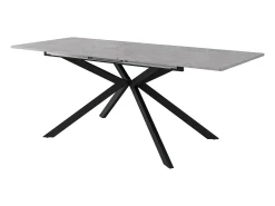 Mesa de comedor extensible - patas cruzadas de hierro forjado - tapa con diseño de cemento - Gris y negro