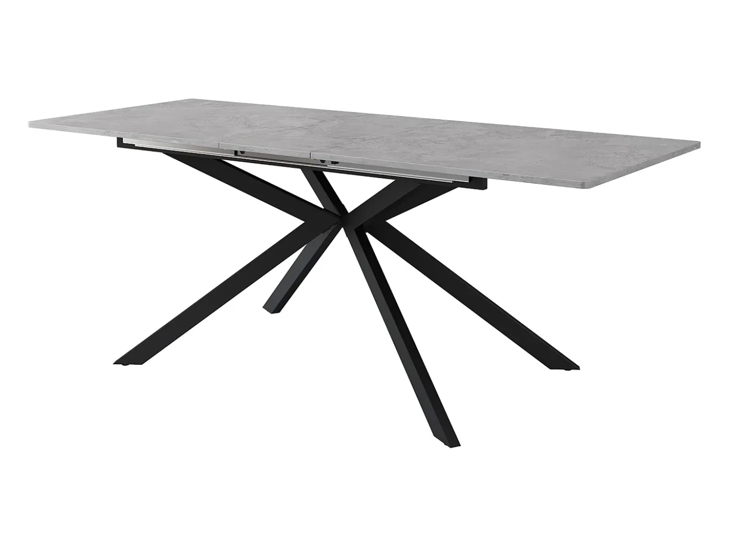 Mesa de comedor extensible - patas cruzadas de hierro forjado - tapa con diseño de cemento - Gris y negro