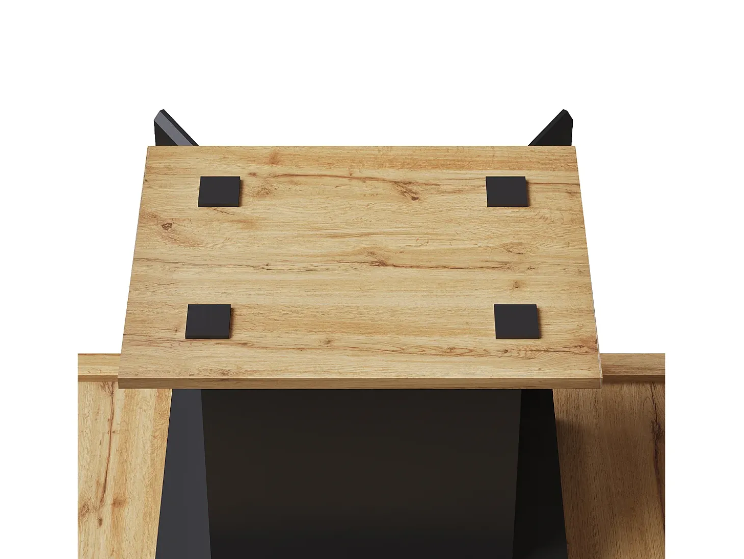 Mesa de comedor extensible para 4 a 6 personas - Estampado de cuadros con puertas - Negro y madera