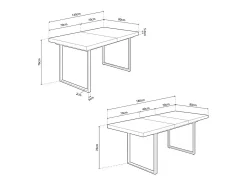 Mesa de comedor extensible Natural roble nordish/blanco 76x140-180x80 cm Adec