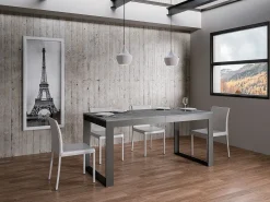 Mesa de comedor extensible tiroz evolución-Gris cemento-2 pies-180 à 284cm