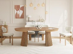 Mesa de comedor extensible 4 a 8 personas de roble - Natural - CARMIZA