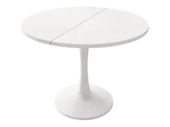 Mesa de comedor extensible ovalada para 4-6 personas 140x100cm en MDF con pata central, color blanco