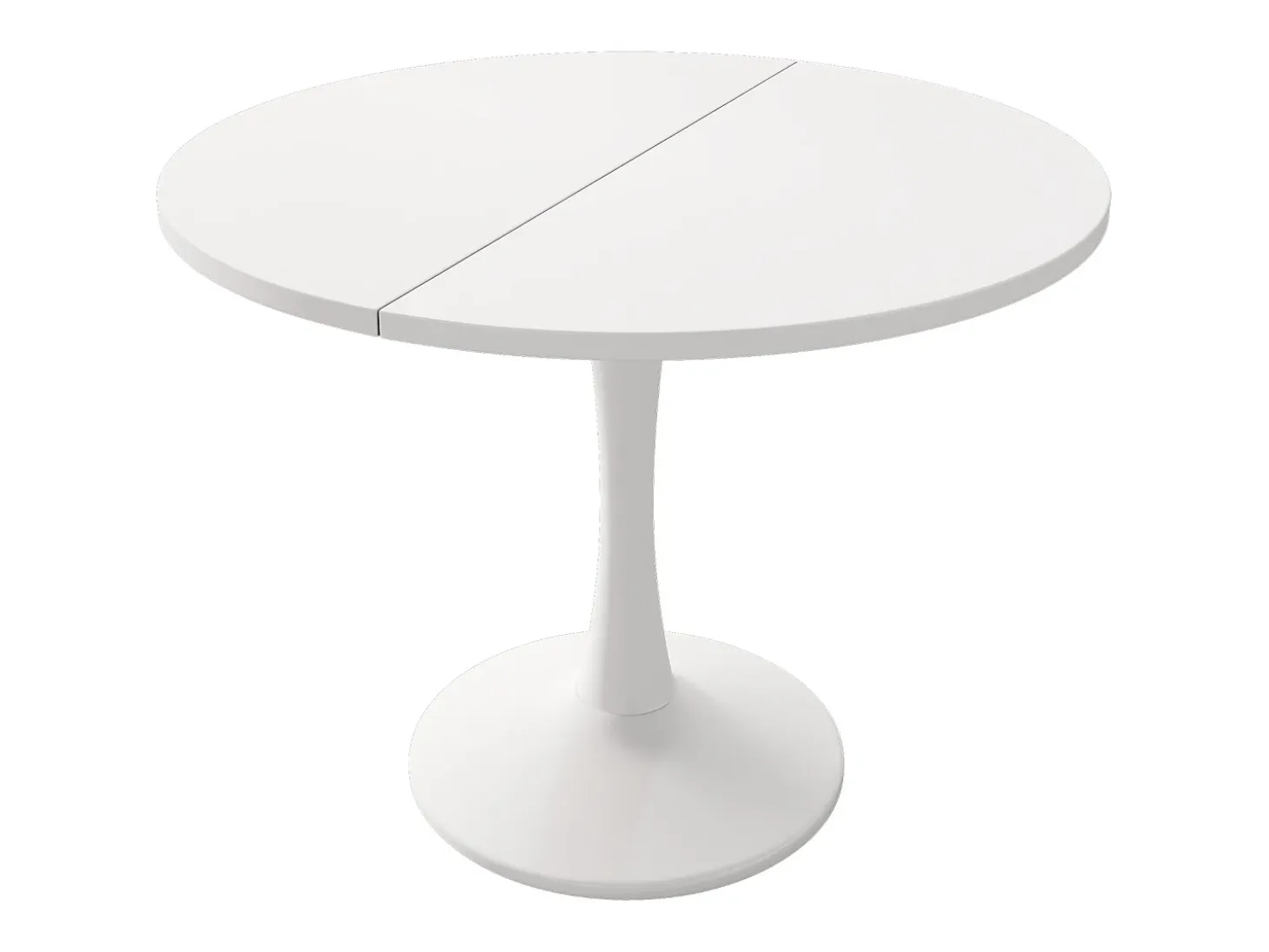 Mesa de comedor extensible ovalada para 4-6 personas 140x100cm en MDF con pata central, color blanco