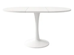 Mesa de comedor extensible ovalada para 4-6 personas 140x100cm en MDF con pata central, color blanco