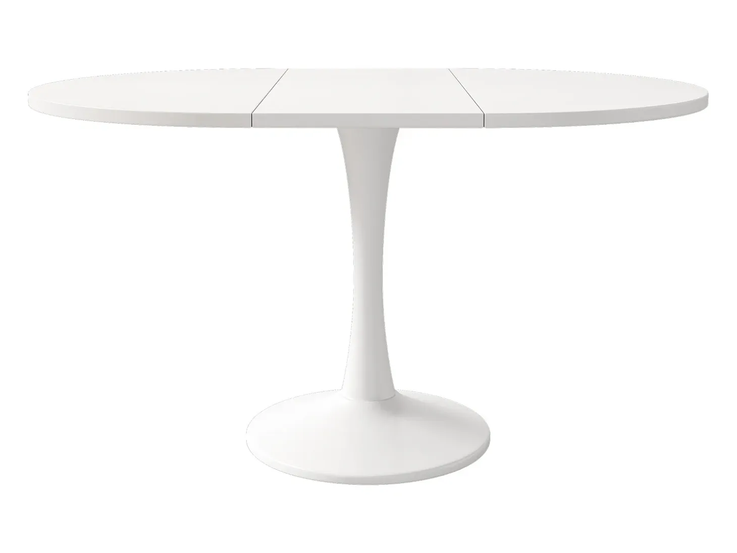 Mesa de comedor extensible ovalada para 4-6 personas 140x100cm en MDF con pata central, color blanco