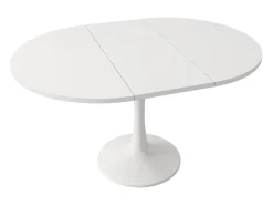 Mesa de comedor extensible ovalada para 4-6 personas 140x100cm en MDF con pata central, color blanco