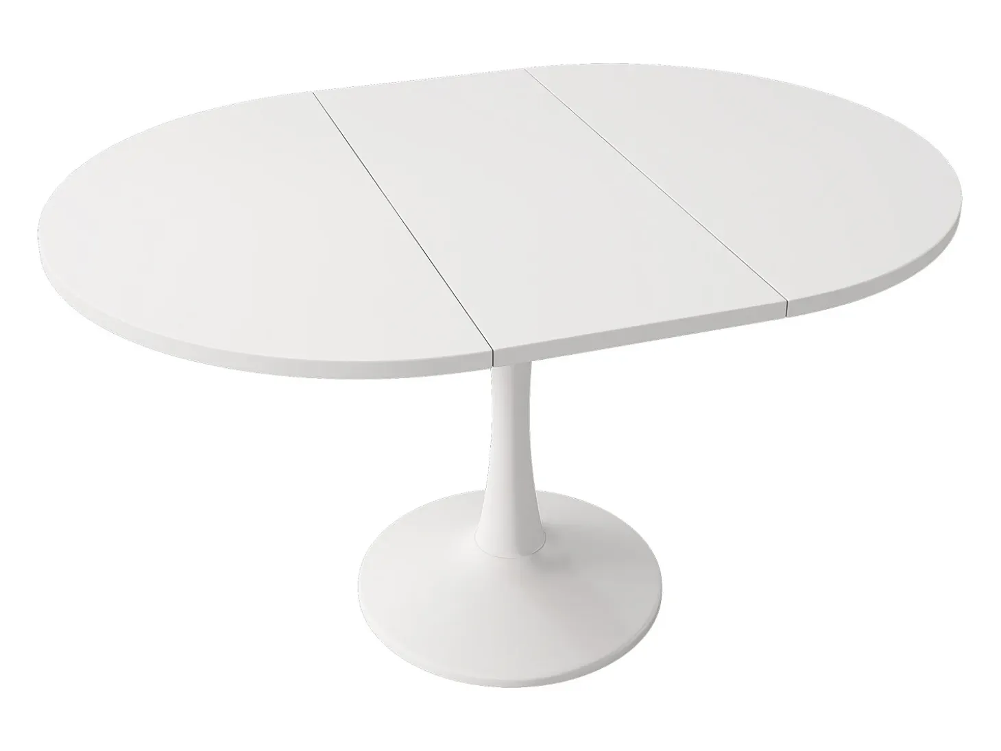 Mesa de comedor extensible ovalada para 4-6 personas 140x100cm en MDF con pata central, color blanco