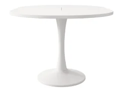 Mesa de comedor extensible ovalada para 4-6 personas 140x100cm en MDF con pata central, color blanco