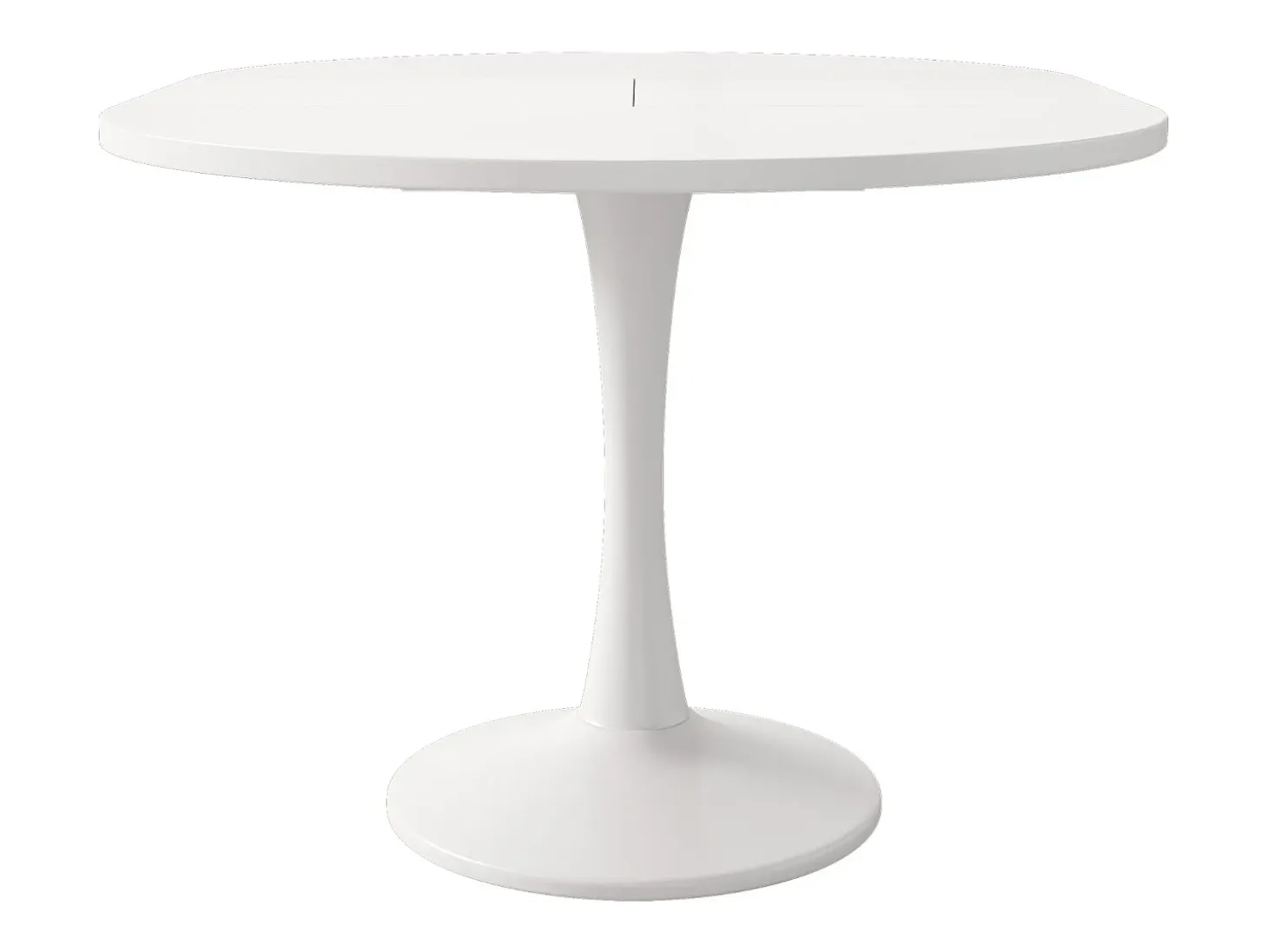 Mesa de comedor extensible ovalada para 4-6 personas 140x100cm en MDF con pata central, color blanco