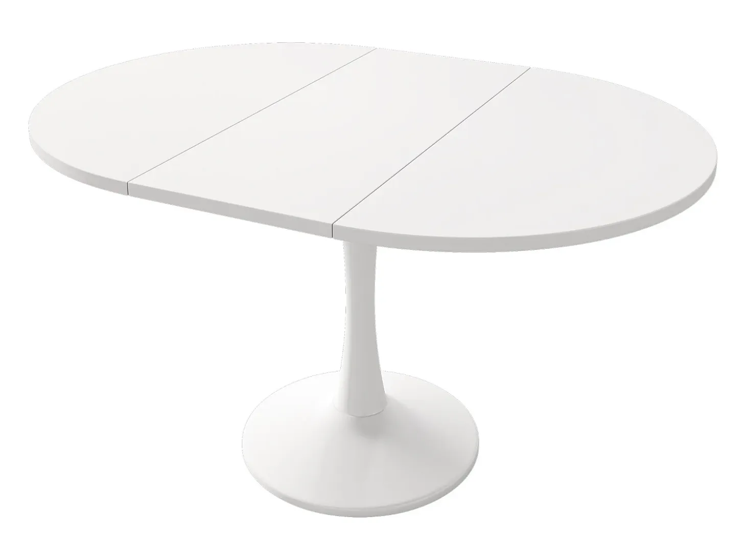 Mesa de comedor extensible ovalada para 4-6 personas 140x100cm en MDF con pata central, color blanco