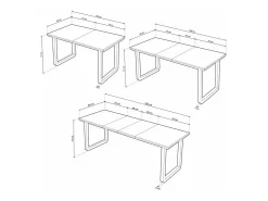 Mesa de comedor extensible de 77x80x148-180-220 cm en roble nordish y patas negras Jack