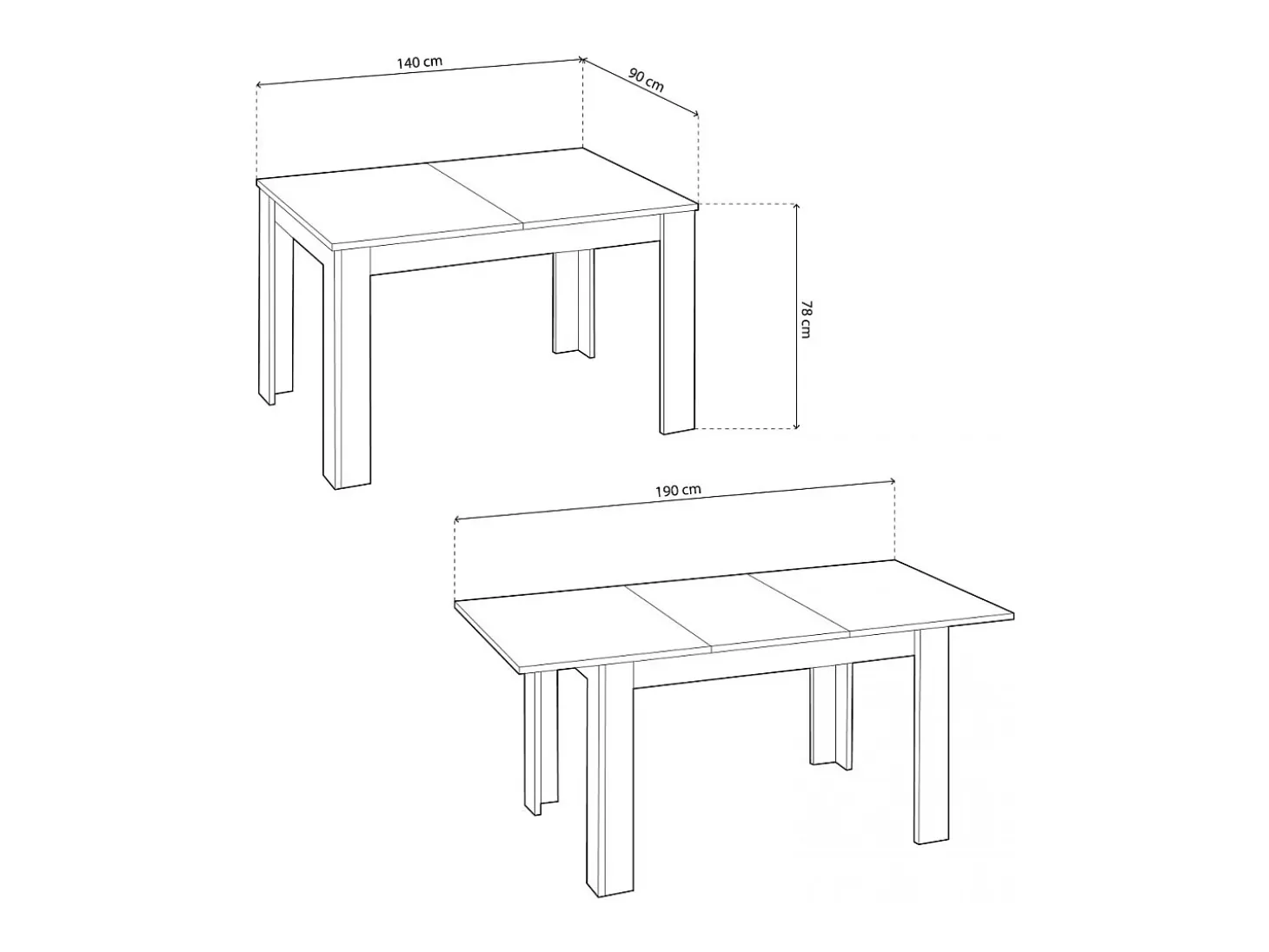 Mesa de comedor extensible en roble canadian 140-190x90 cm Sira Roble Canadian