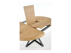 Mesa de comedor extensible con tablero de aspecto roble y patas de metal negro CERVANTES