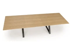 Mesa de comedor extensible 180 - 300 cm en madera natural con patas de metal negro HENRY