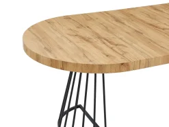 Mesa de comedor extensible 2 a 12 comensales de MDF y acero - Natural y negro - FIRELA