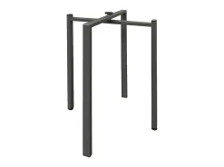 Mesa de comedor extensible de madera Ribo-Color Gris cemento-Base y soporte con ruedas-5 alargaderas finas-Ancho extensible