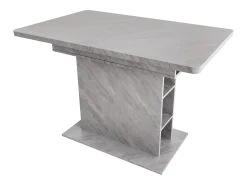 Mesa de comedor extensible para 4-6 personas 130x70cm en tablero de partículas con almacenaje, chapa de mármol gris